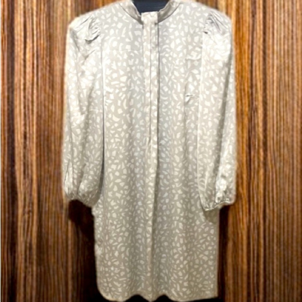 Ann Taylor Women's Animal Print Twist Neck Shift Dress Gray & White Size M